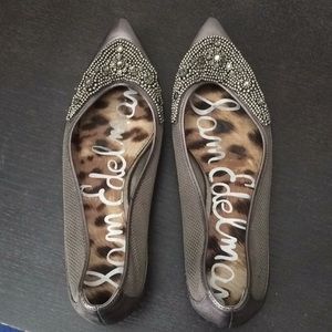 Sam Edelman silver beaded jeweled flats